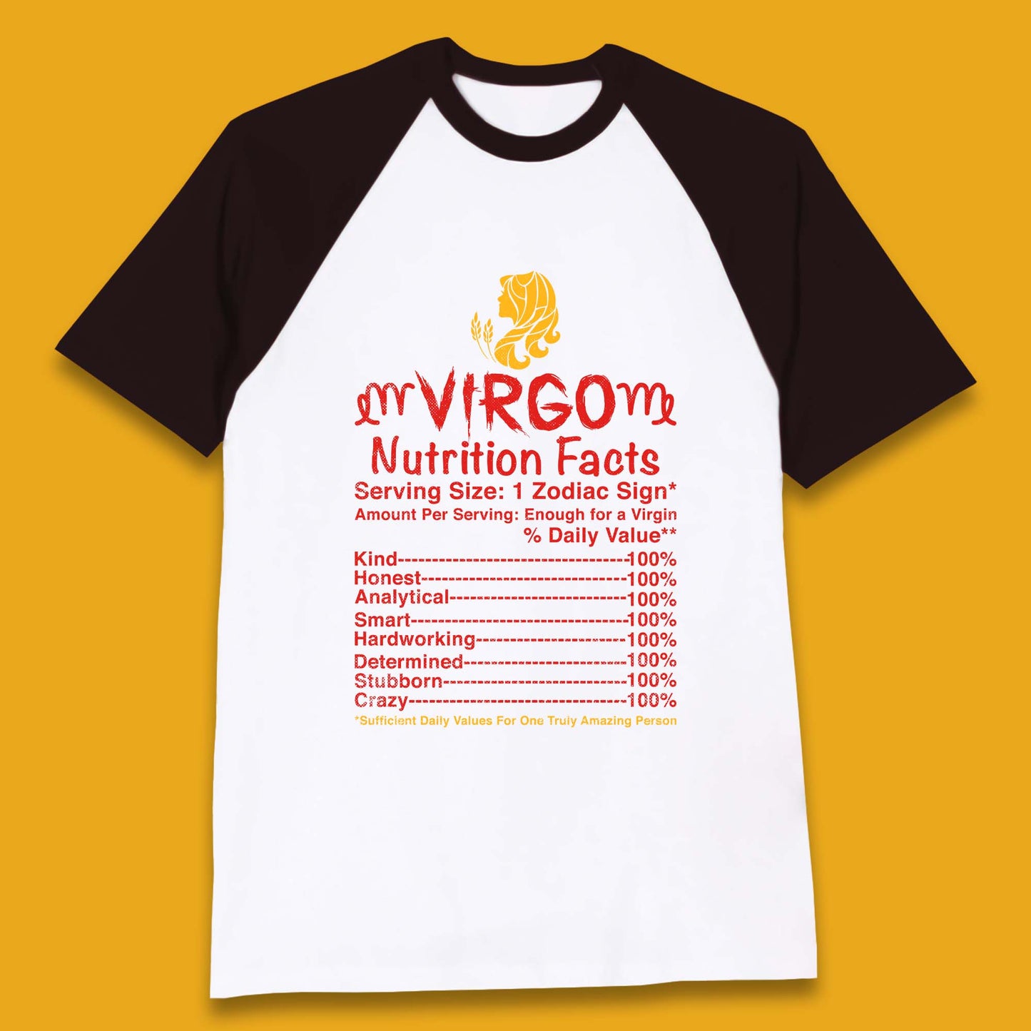 Virgo Nutrition Facts Baseball T-Shirt
