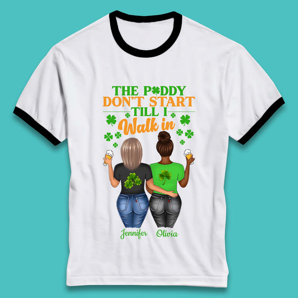 Personalised The Paddy Don't Start Till I Walk In Ringer T-Shirt