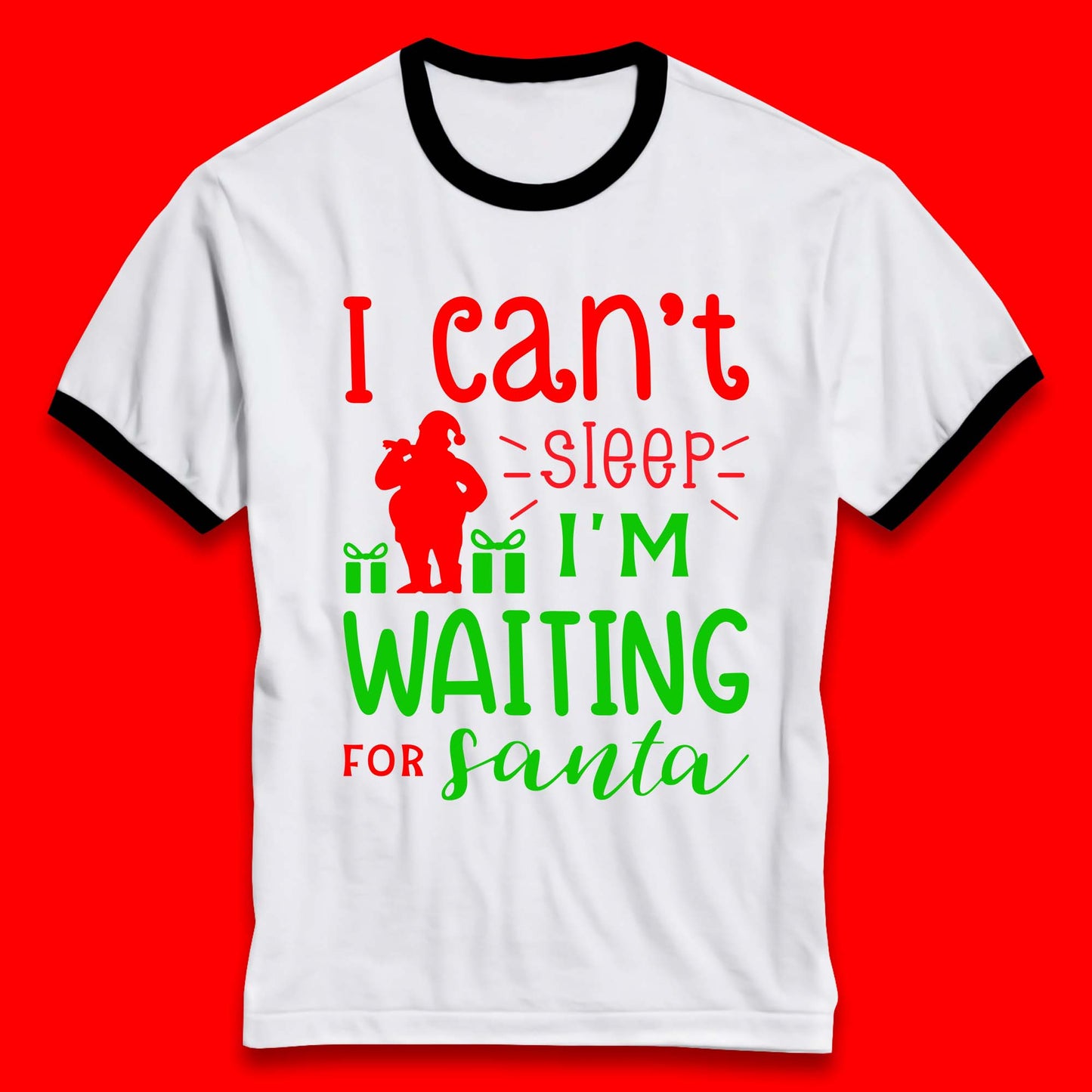 Christmas Waiting For Santa Ringer T-Shirt
