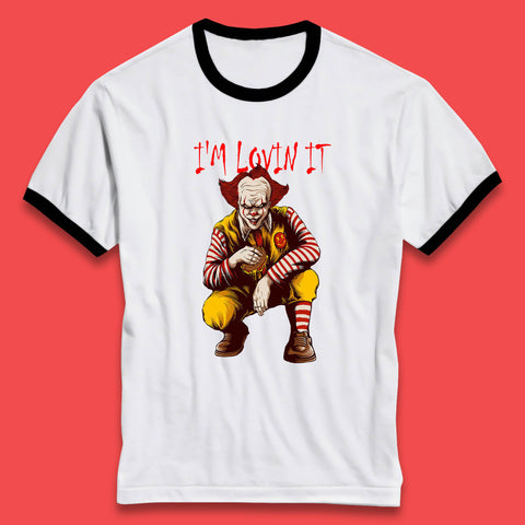 I'm Loven It Pennywise Clown Halloween IT Pennywise Clown Horror Movie Fictional Character Ringer T Shirt