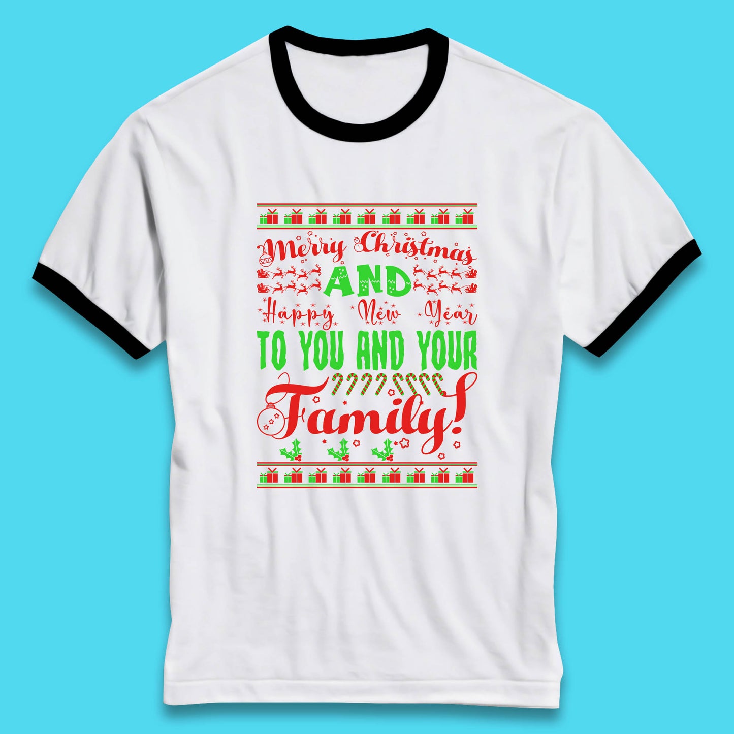 merry christmas family ringer t shirt