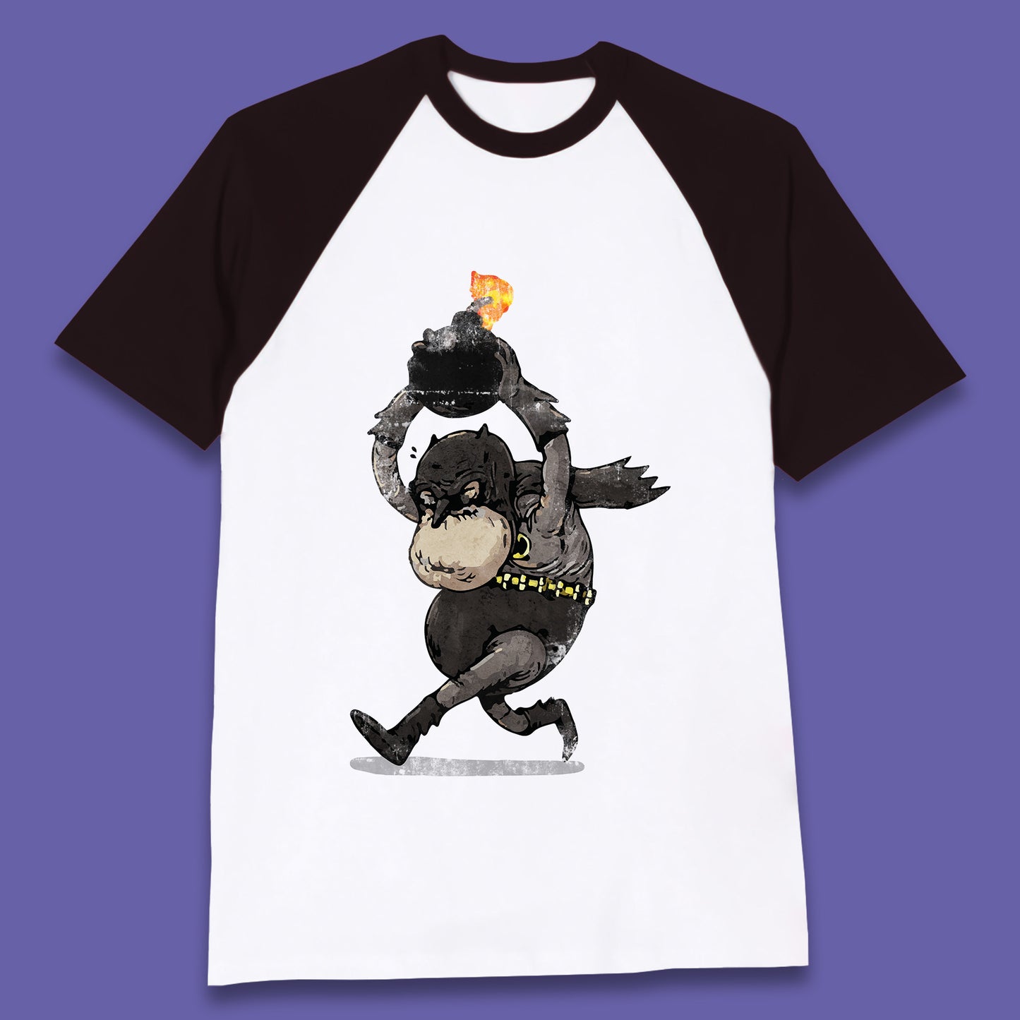 Old Batman Throwing Bomb Comic Book Art Aging Superhero DC Comics Fictional Character Baseball T Shirt
