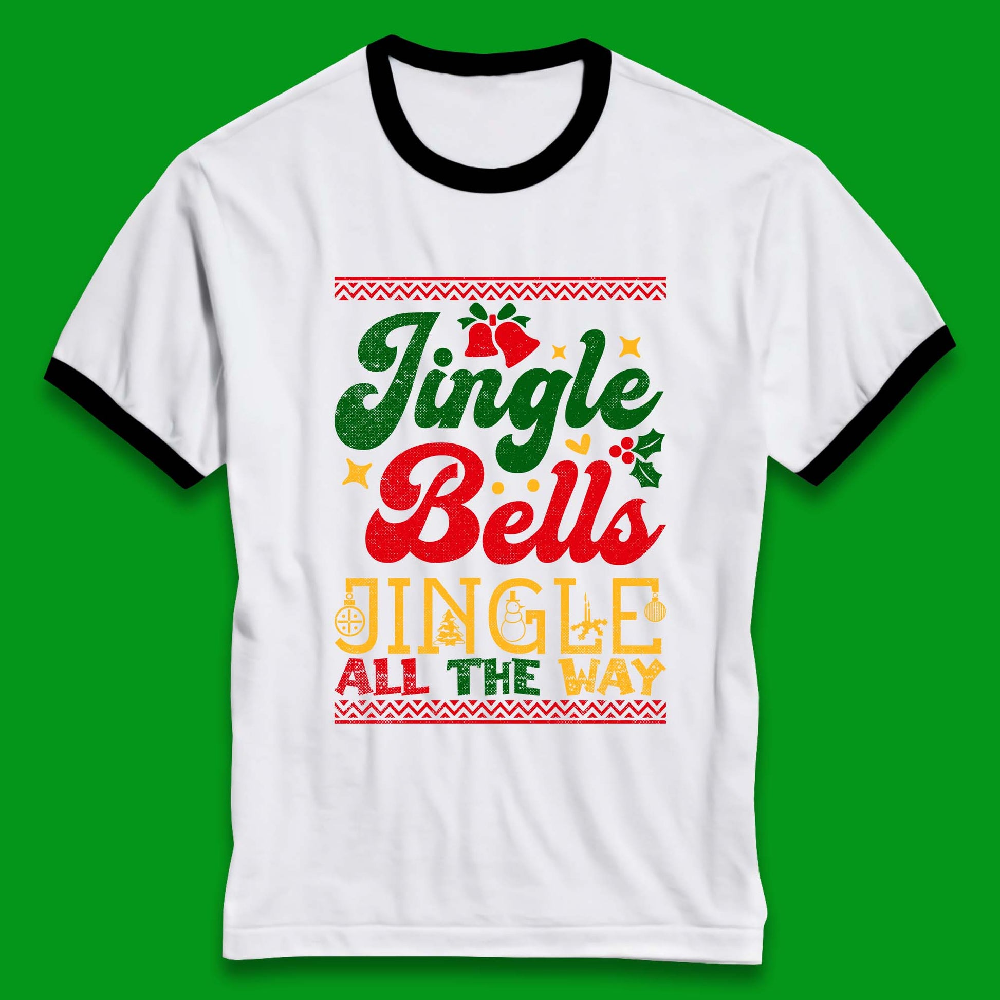 jingle bell christmas ringer t shirt