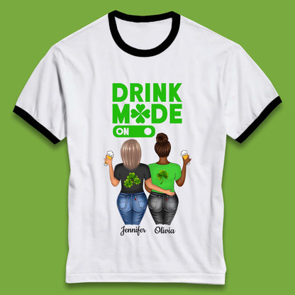 Personalised Drink Mode On Ringer T-Shirt