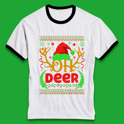 deer antlers christmas ringer t shirt