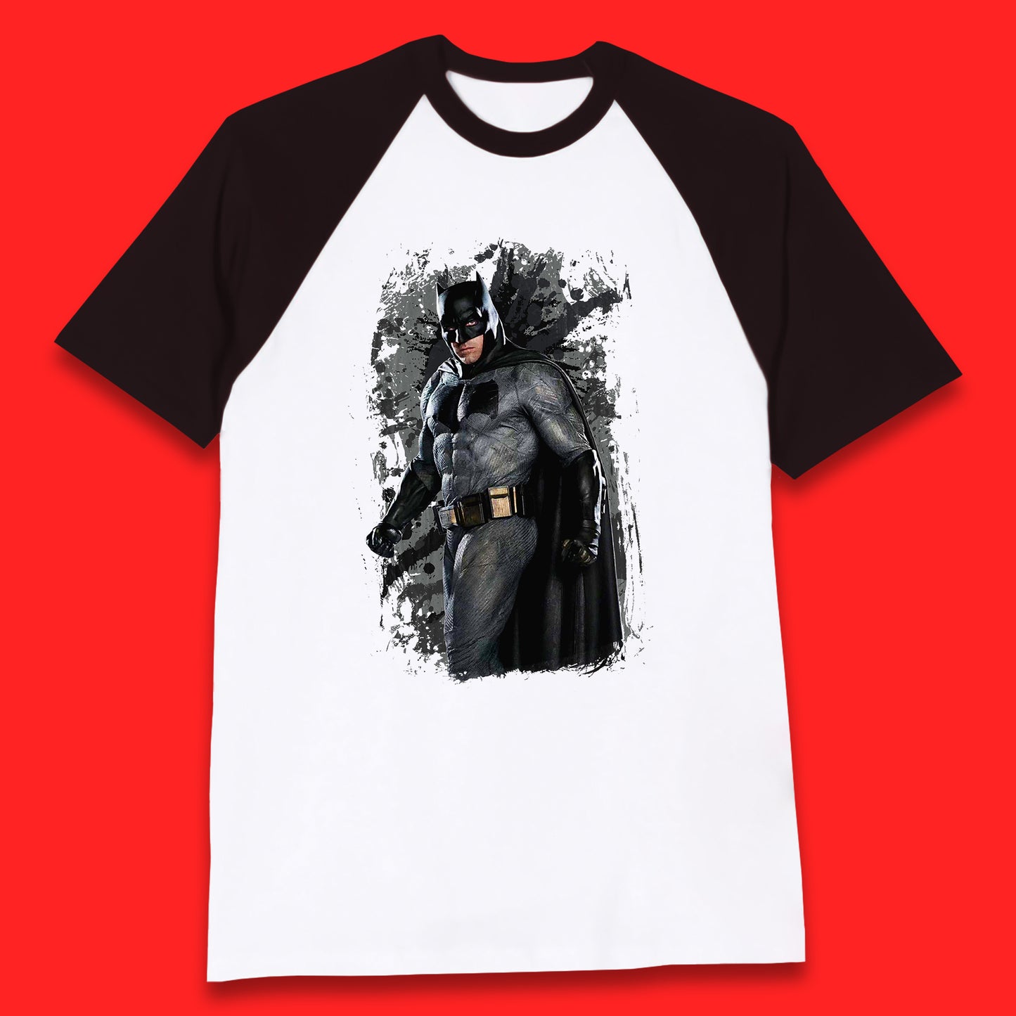 DC Comics Batman Superhero Movie Character Batman Emblem Costume Grunge Affect Baseball T Shirt