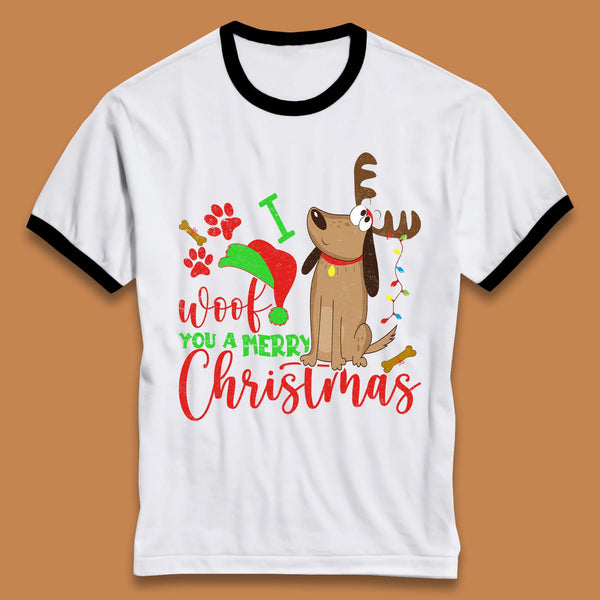 I Woof You A Merry Christmas Ringer T-Shirt