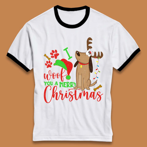 I Woof You A Merry Christmas Ringer T-Shirt
