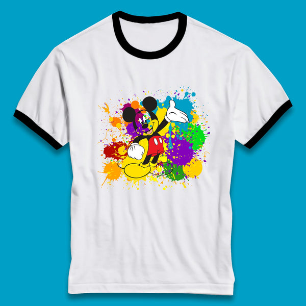 Abstract Paint Splashing On Disney Mickey Mouse Disneyland Trip Ringer T Shirt