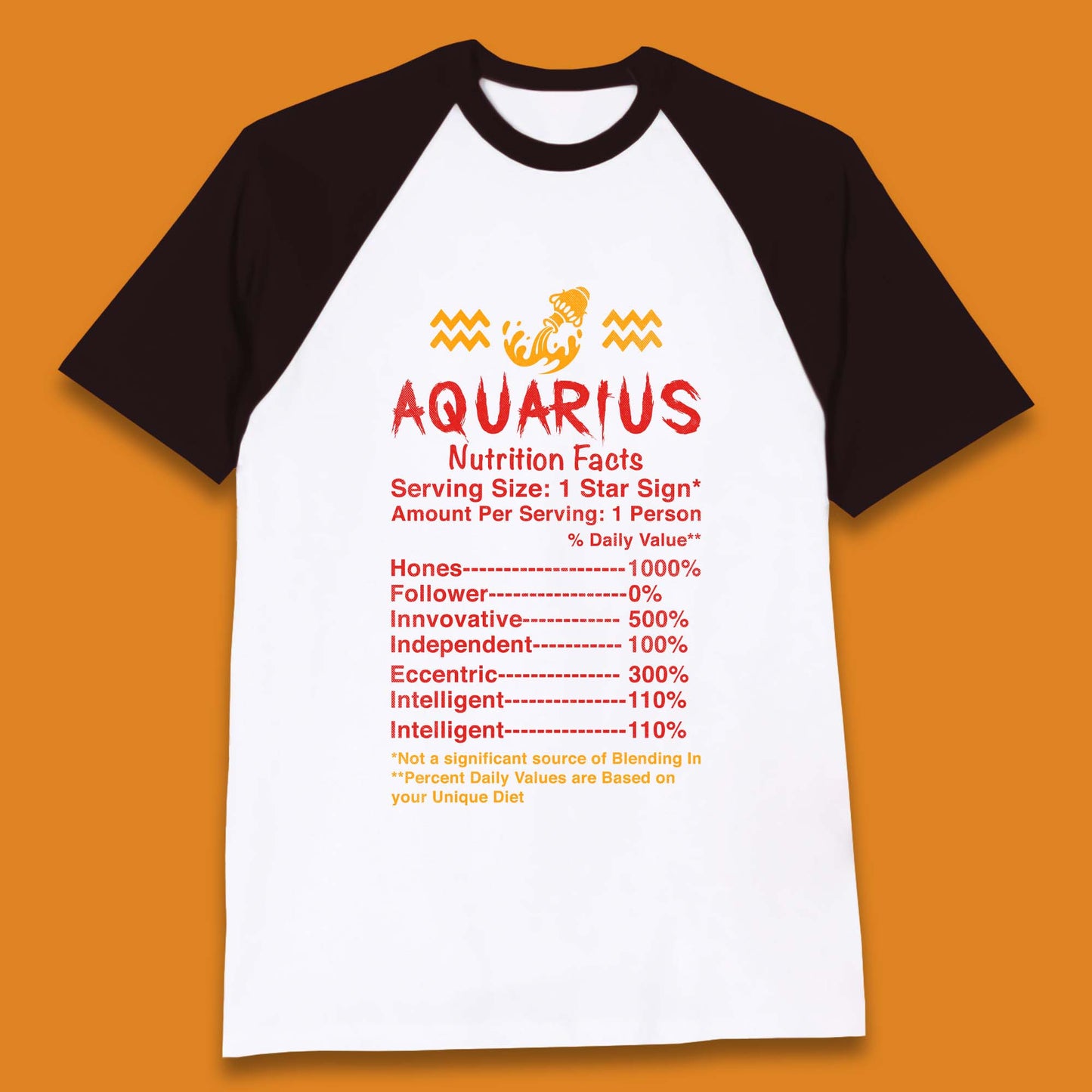 Aquarius Nutrition Facts Baseball T-Shirt