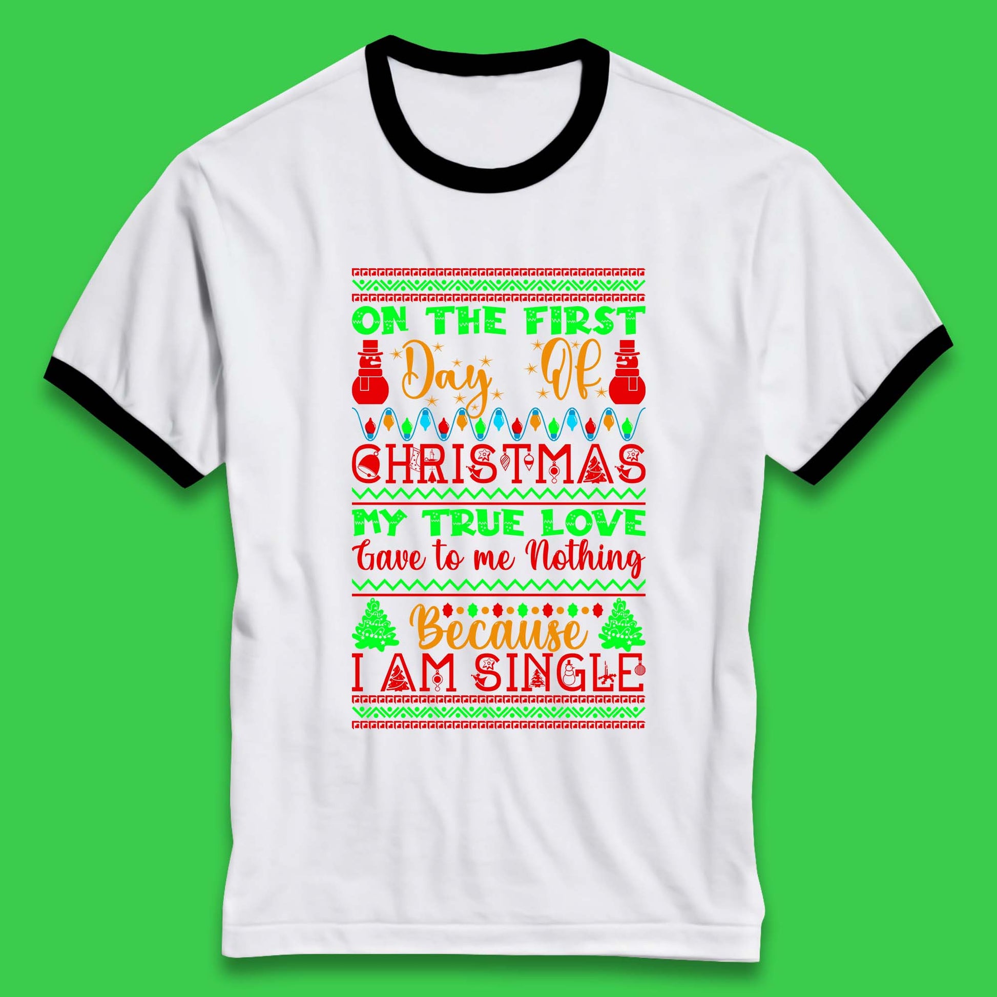 christmas single quote ringer t shirt