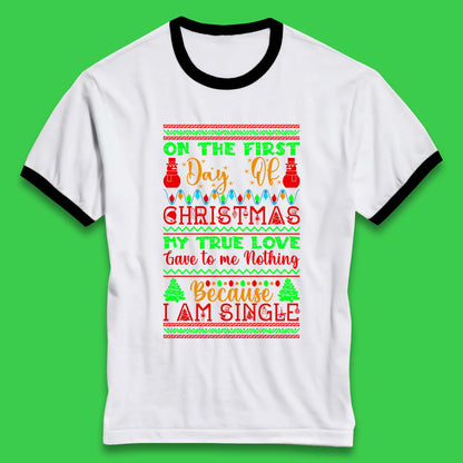christmas single quote ringer t shirt