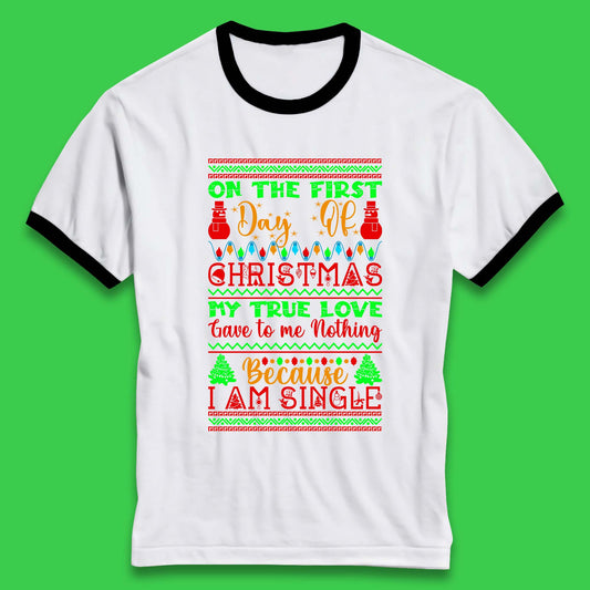 christmas single quote ringer t shirt