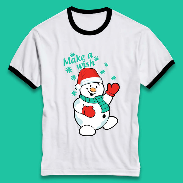 Make A Wish Snowman Christmas Ringer T-Shirt