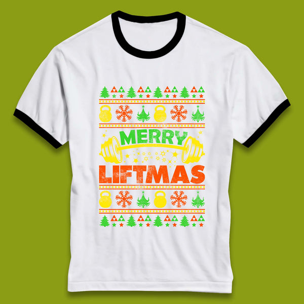 Merry Liftmas Christmas Ringer T-Shirt