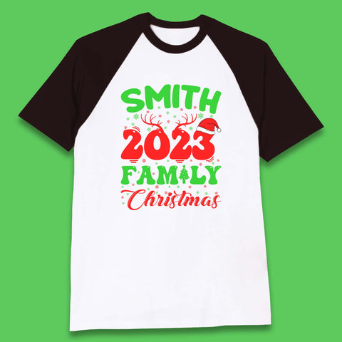 Personalised 2023 Family Christmas Your Name Xmas Matching Family Costume Baseball T Shirt