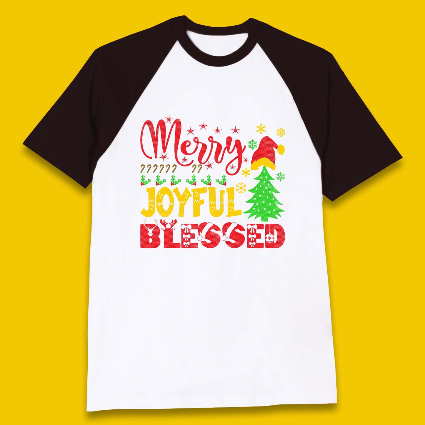 Merry Joyful Blessed Christmas Baseball T-Shirt
