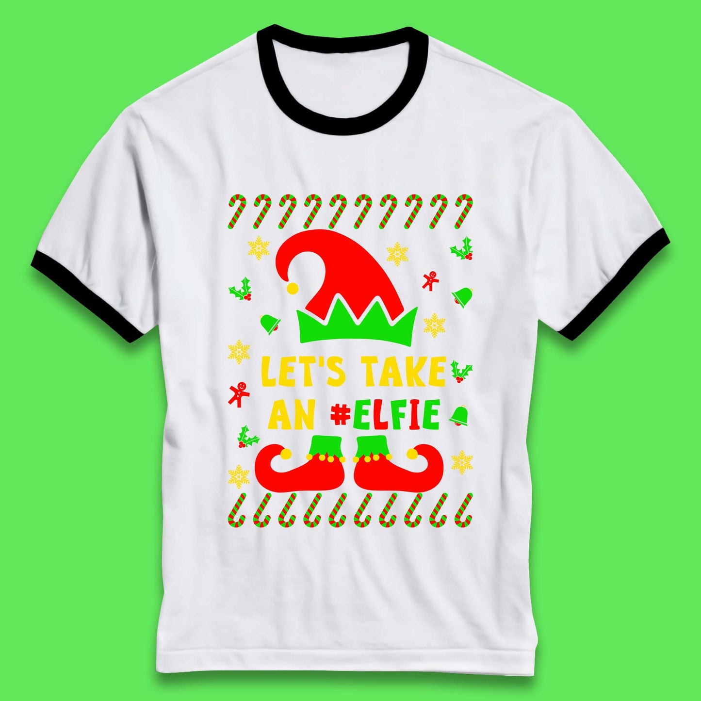 Let's Take An Elfie Christmas Ringer T-Shirt