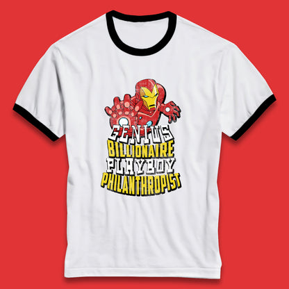 Tony Stark Quote Genius Billionaire Playboy Philanthropist Marvel Avenger Iron Man Superhero Movie Character Ringer T Shirt