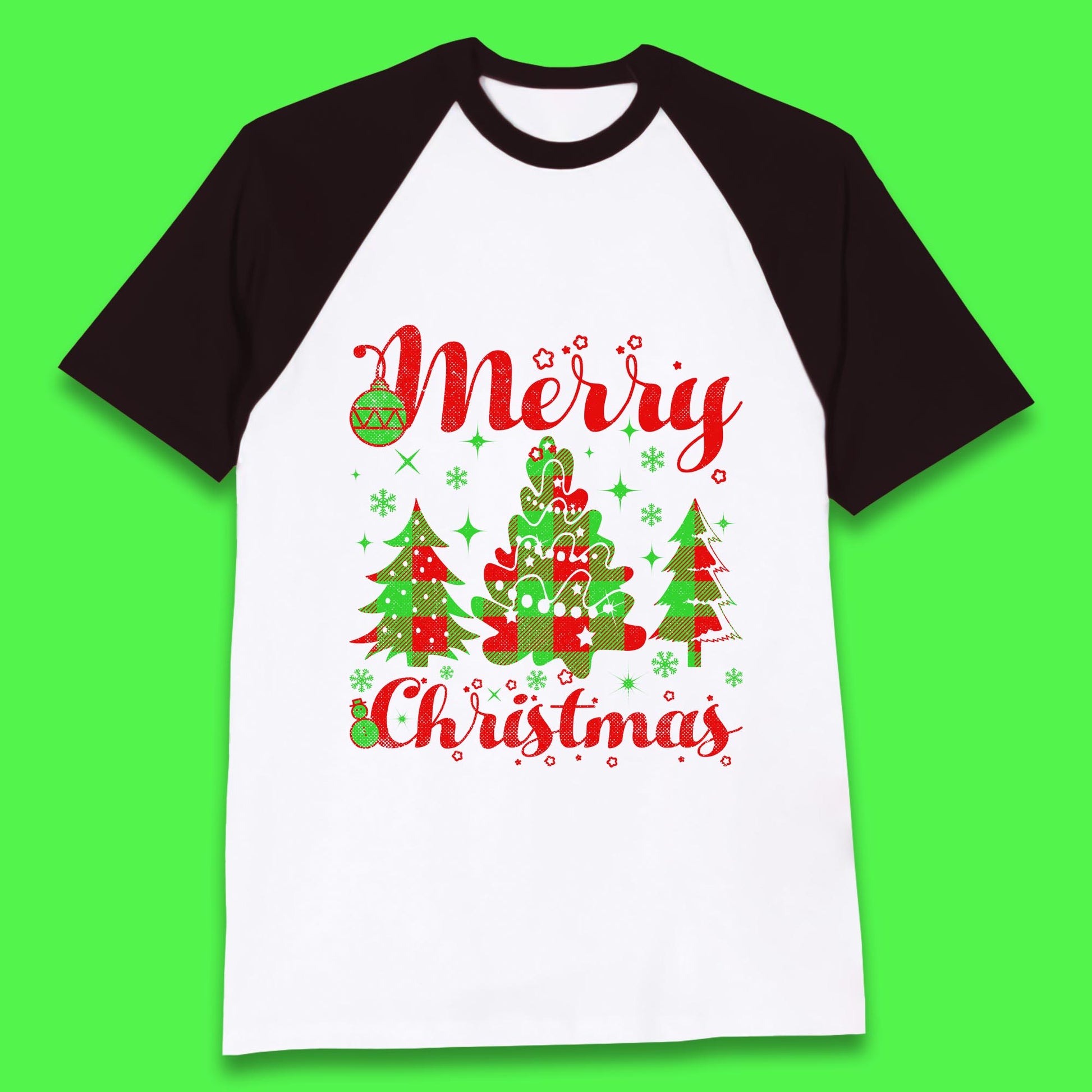 merry christmas trees baseball t shirt