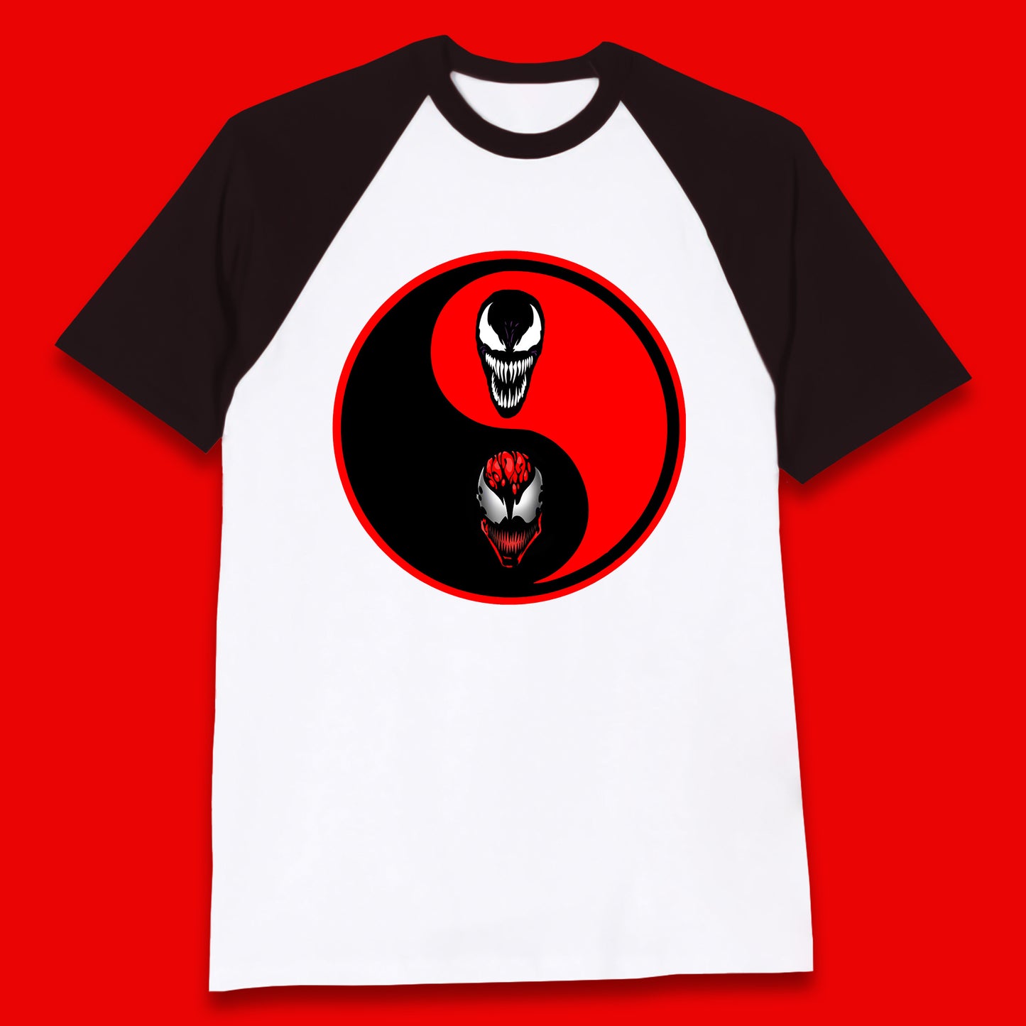 Marvel Comics Carnage And Venom Fictional Movie Character Anime Yin Yang Spoof Baseball T Shirt
