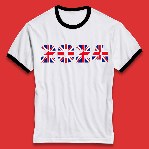 New Year 2024 UK Flag Ringer T-Shirt