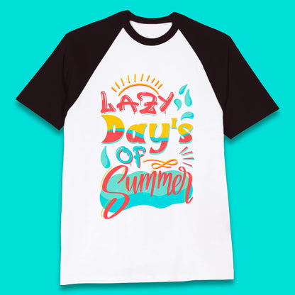 Lazy Days Of Summer Vintage Retro Sunset Surfer Beach Holiday Trip Baseball T Shirt