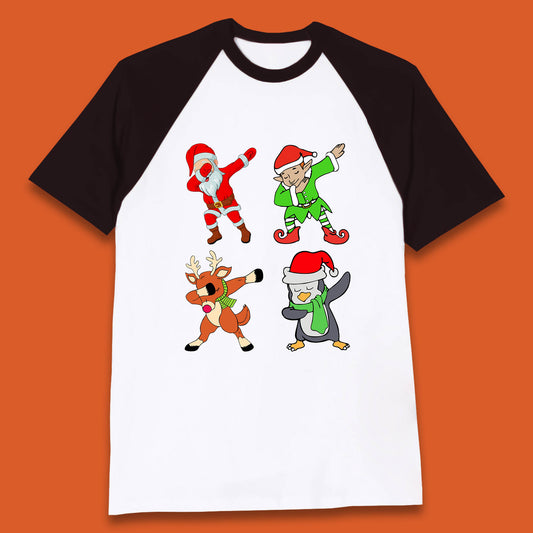 santa claus & friends dabbing baseball t-shirt