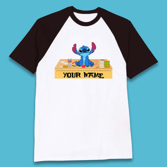Personalised Disney Stitch Welcome Back To School Your Name Lilo & Stitch School First Day Of School Baseball T Shirt