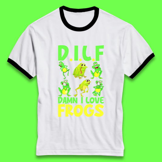 Dilf Damn I Love Frogs Funny Saying Animals Vintage Frog Lover Ringer T Shirt