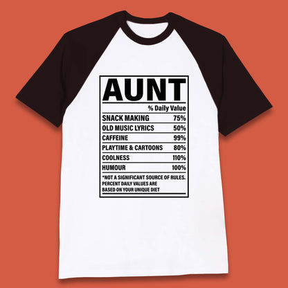 Aunt Nutrition Fact Baseball T-Shirt