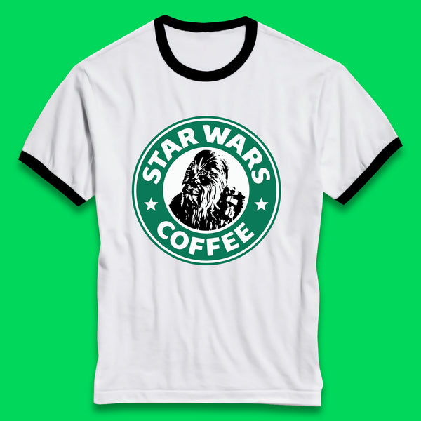 Chewbacca Star Wars Coffee Sci-fi Action Adventure Movie Character Starbucks Coffee Spoof 46th Anniversary Ringer T Shirt