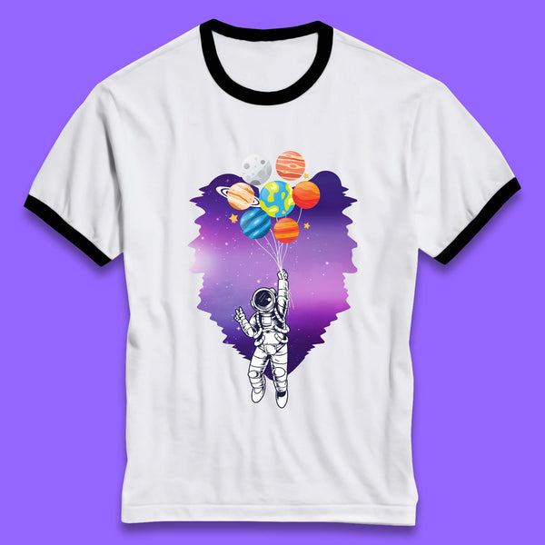 Astronaut Space Planets Balloons Ringer T-Shirt
