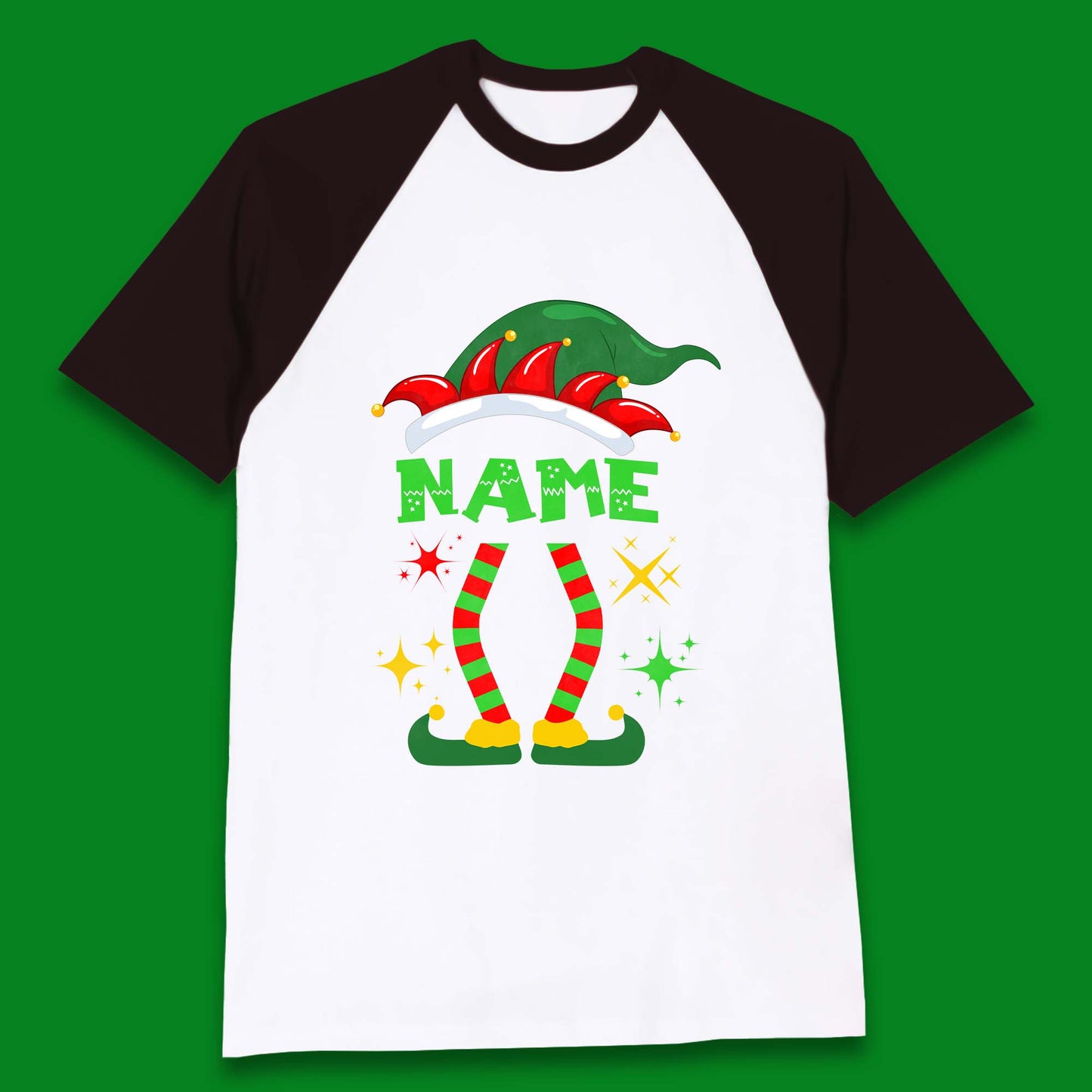 Personalised Elf Christmas Baseball T-Shirt