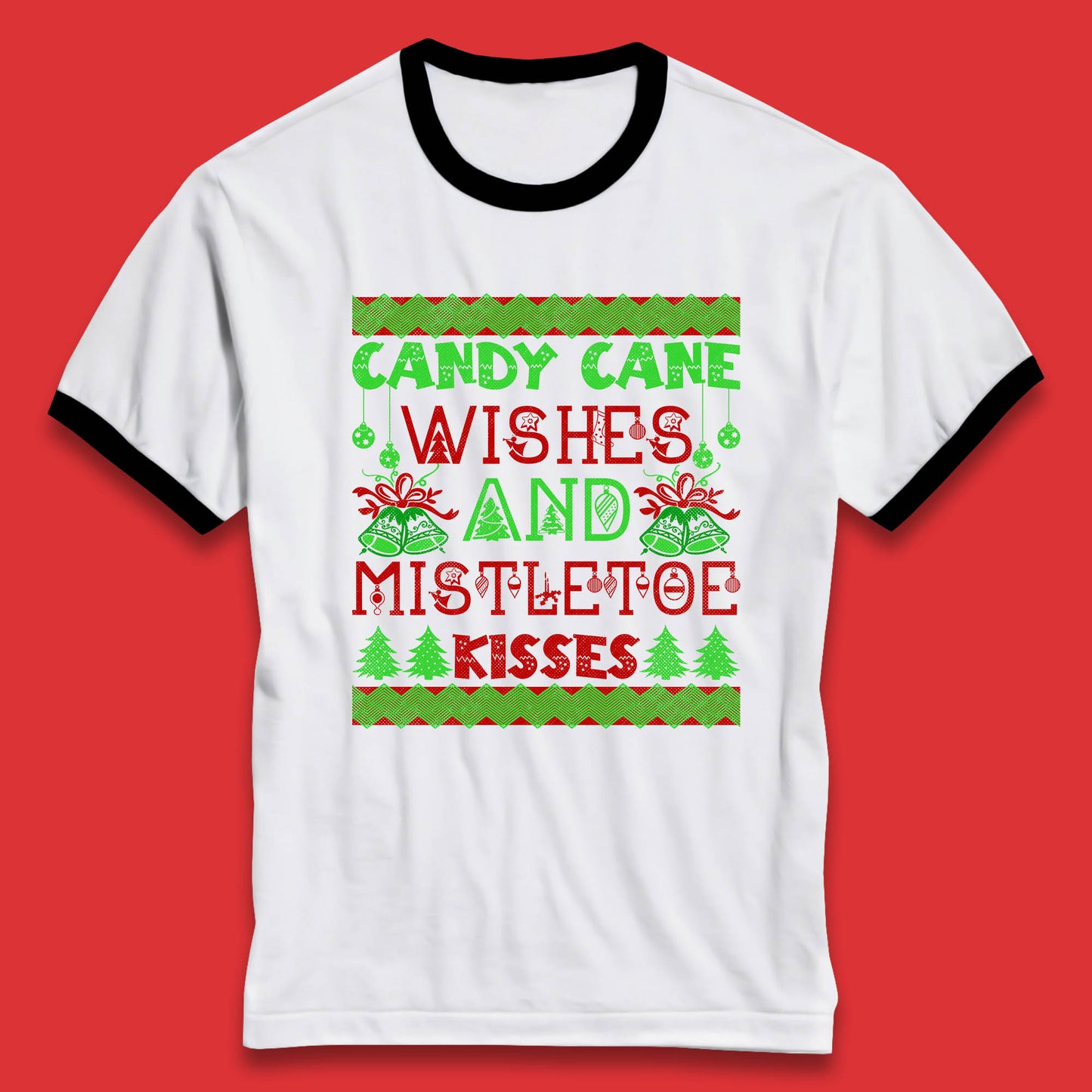 candy cane christmas ringer t shirt