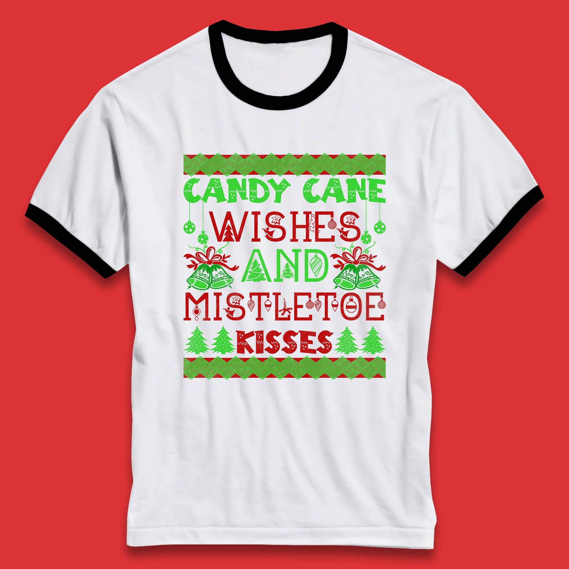 candy cane christmas ringer t shirt