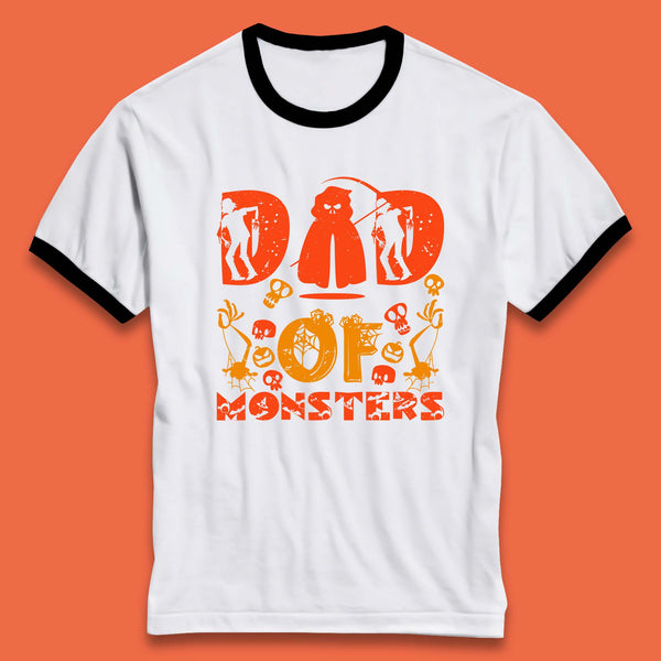 Dad Of Monsters Halloween Spooky Dad Dadster Halloween Costume Ringer T Shirt