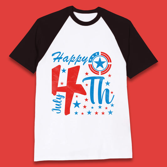 Happy 4th July United States Of America Independence Day Patriotic Celebration Fourth Of July Baseball T Shirt