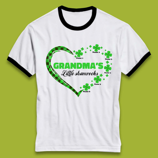 Personalised Grandma's Little Shamrocks Ringer T-Shirt