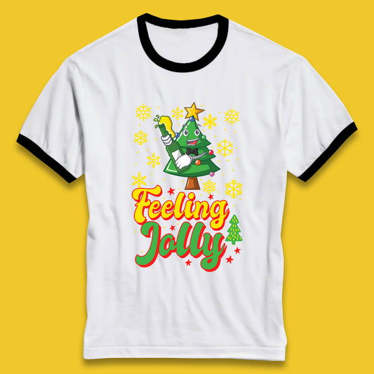 feeling jolly christmas beer ringer t shirt