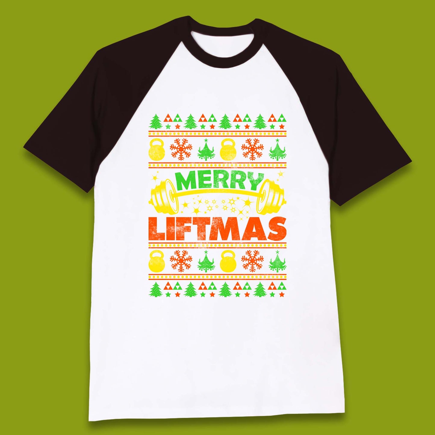 Merry Liftmas Christmas Baseball T-Shirt