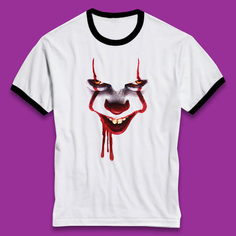 Pennywise Clown IT Chapter 2 Halloween Horror Movie Character Ringer T Shirt
