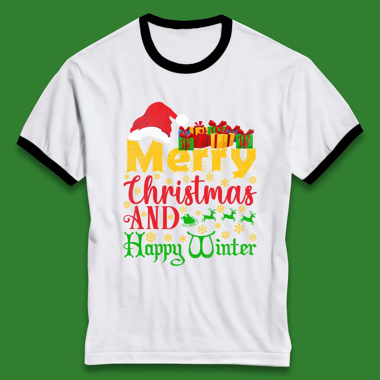 merry christmas and happy winter ringer t shirt