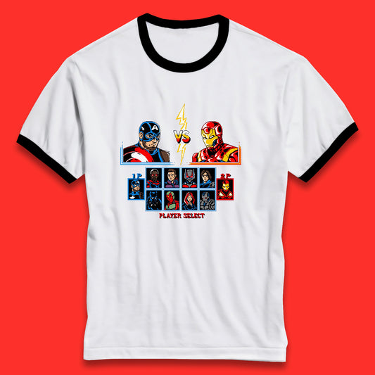 Captain America VS Iron Man Marvel Avengers Superheros Movie Character Panther Widow Thor Ringer T Shirt