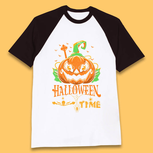 Halloween Time Scary Face Jack O Lantern Horror Pumpkin Halloween Scary Night Baseball T Shirt