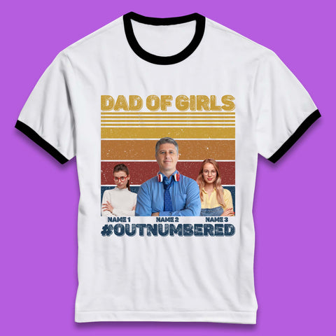 Personalised Dad Of Girls Ringer T-Shirt