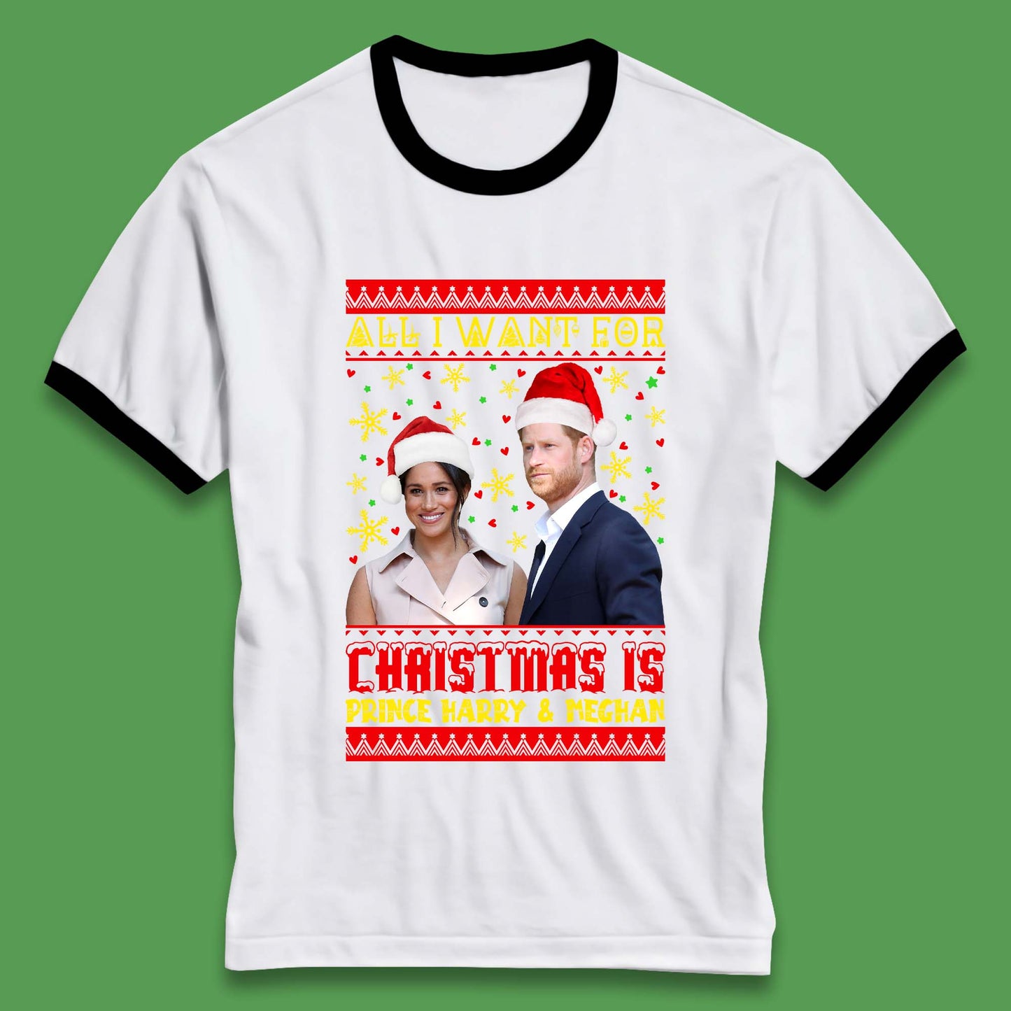Prince Harry & Meghan Christmas Ringer T-Shirt
