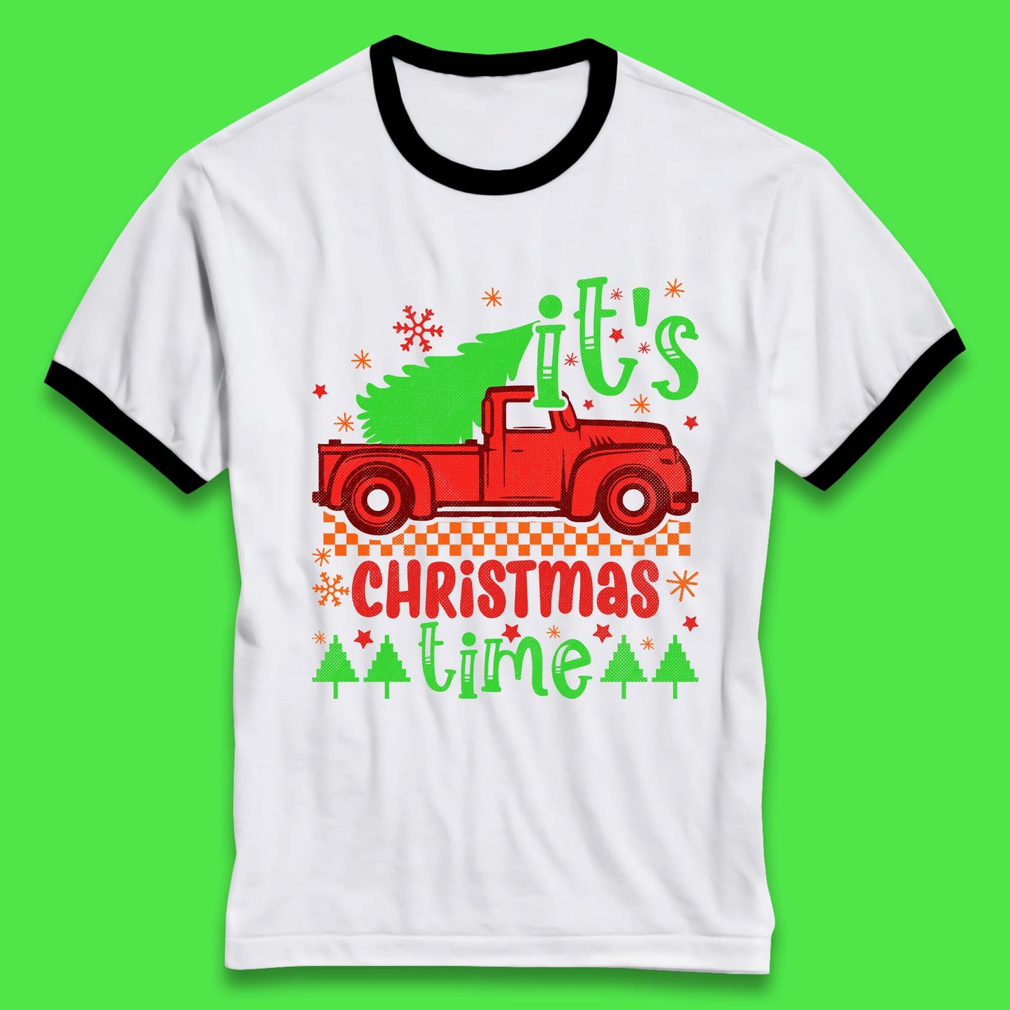 Christmas Truck Ringer T-Shirt