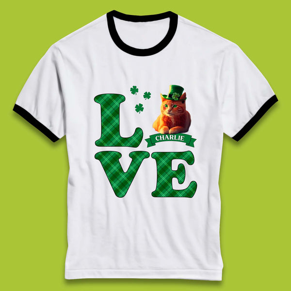Personalised Love St. Patrick's Cat Ringer T-Shirt