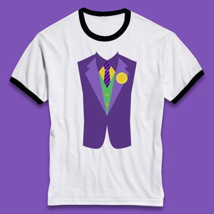 Funny Tuxedo Mardi Gras Tux Party Celebration Costume Ringer T Shirt